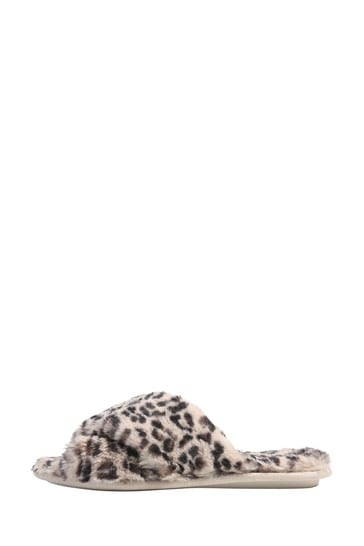 Leopard print fluffy sliders sale