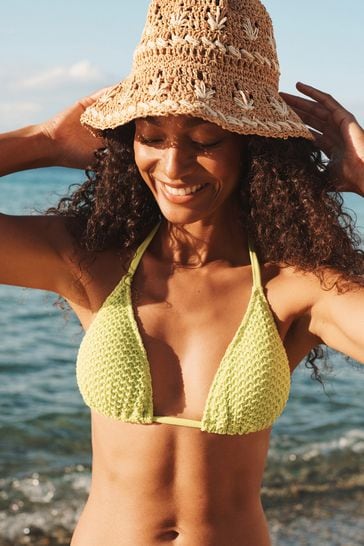 Lime Green Crochet Triangle Bikini Top