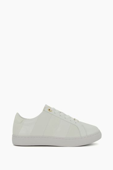 Buy Dune London White Wide Fit Everleigh Mix Material Stripe Trainers from Next Luxembourg