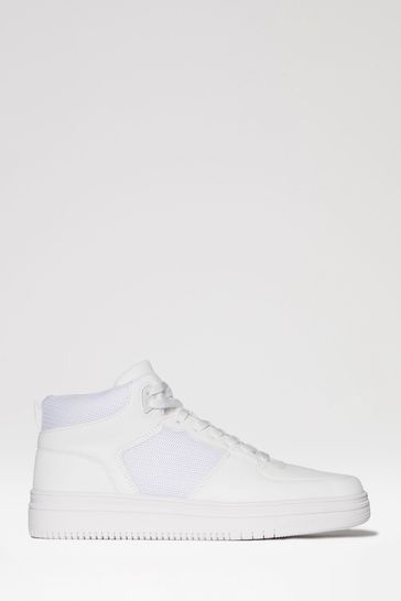 Threadbare White Sport Panel High Top Trainers