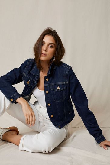 Buy Mint Velvet Blue Cropped Denim Jacket from Next Luxembourg