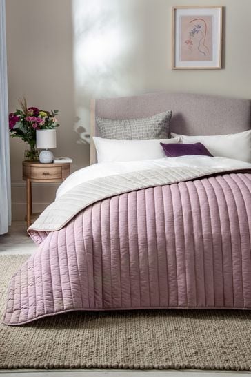 Purple Reversible Cotton Rich Bedspread