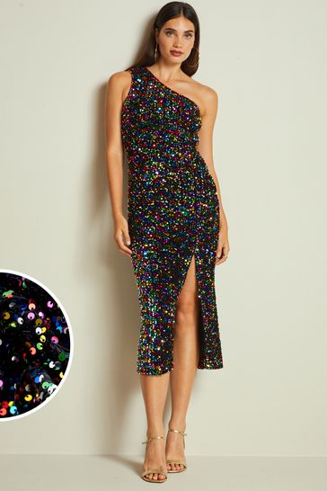 Rainbow sequin midi dress shop