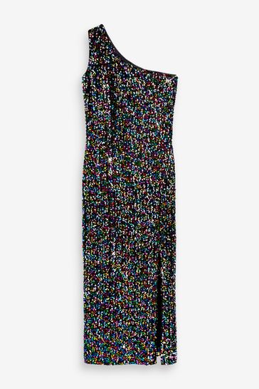 One shoulder rainbow dress 2025
