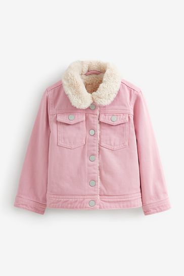 Buy Pink Faux Fur Collar Lined Denim Jacket 12mths 7yrs from Next Denmark