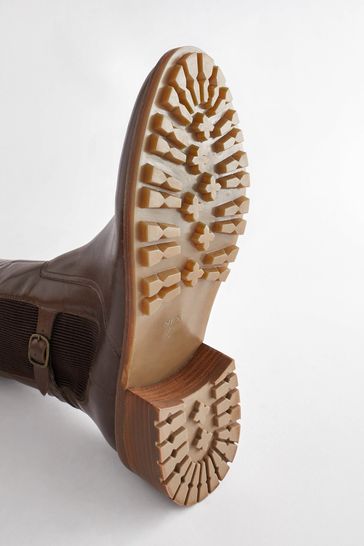 Wide fit brown clearance leather boots