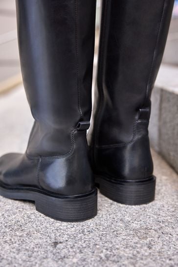 Mens black leather knee high boots shop