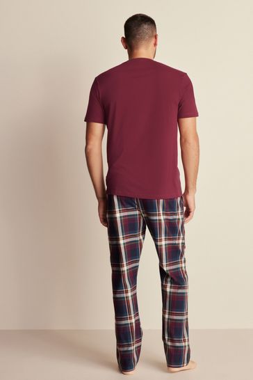 Red Navy Blue Brushed Cotton Check Pyjama Set