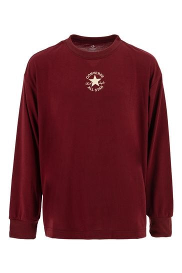 Converse Burgundy Red Logo Long Sleeve T-Shirt