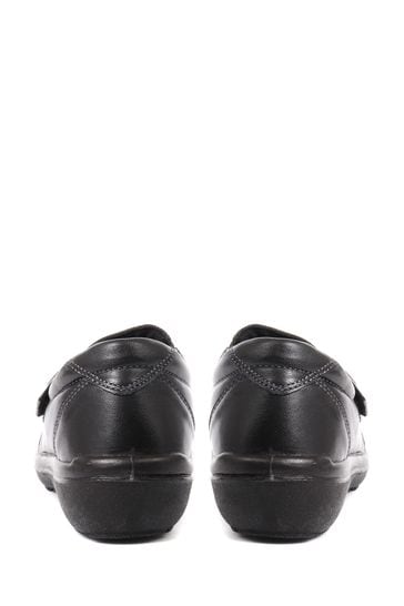 Buy Pavers Extra Wide Leather Touch Fasten Black Shoes from Next