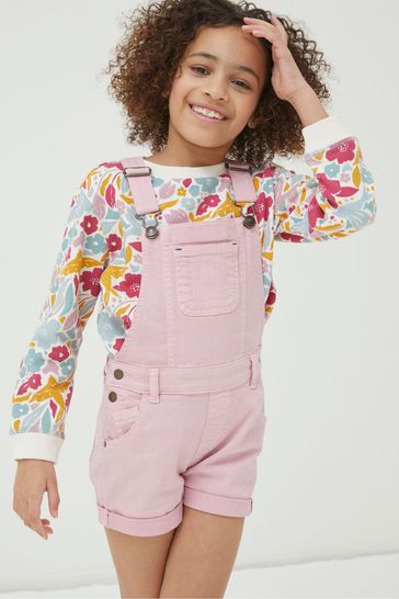 FatFace Pink Coloured Shortie Dungarees