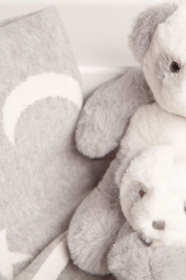 Buy Babbico Grey 100 Cotton Panda Plush Toy Comforter and Blanket 3 Piece Luxury Baby Gift Set from the Next UK online shop