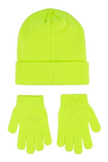 Buy Nike Yellow Kids Club Beanie Hat and Gloves Set from Next Ireland