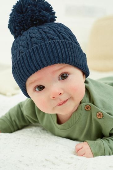 Navy baby 2025 bobble hat