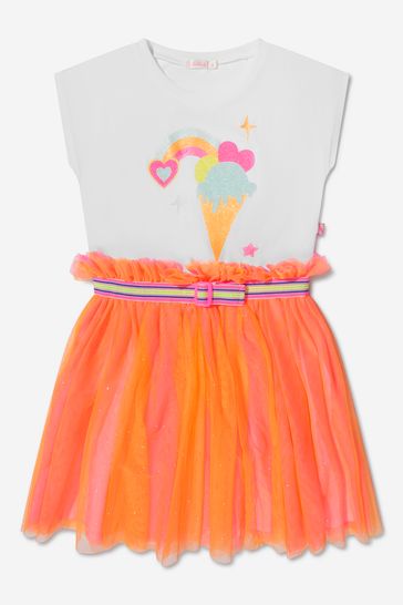 Girls White Jersey And Tulle Ice Cream Dress