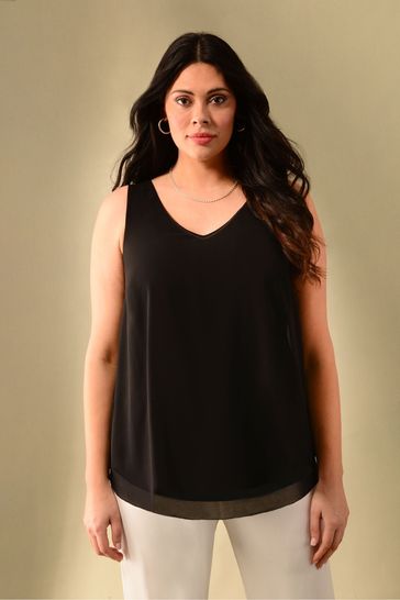 Black chiffon vest top deals