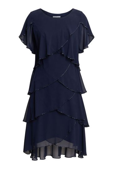 Blue cocktail 2024 dress with sleeves