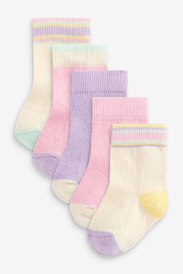Pastel Colourblock Baby 5 Pack Socks (0mths-2yrs)