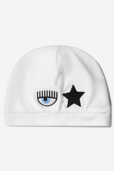 Baby Girls Cotton Eyestar Hat in White