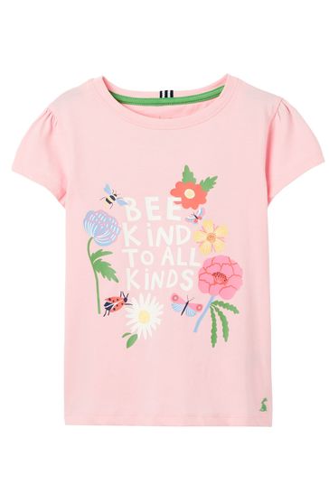 Joules Pink Pixie Short Sleeve Screenprint T-Shirt 2-12 Years