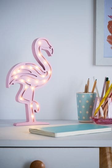 glow Pink Wooden Flamingo Table Light