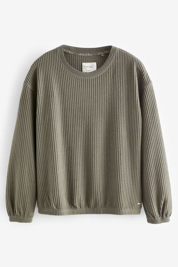 Buy Sage Green Soft Waffle Long Sleeve Pyjamas from Next USA