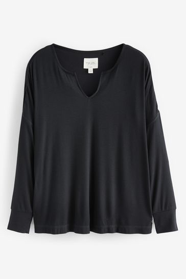 Buy Black Rib Long Sleeve Pyjamas from Next USA