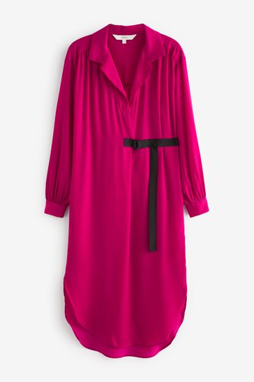 Buy Pink Satin Shirt Dress from Next Germany
