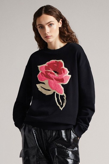 Ted Baker Floesa Black Flower Sweatshirt