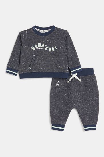 River Island Navy Blue Mamas Boy Nep Sweat Set