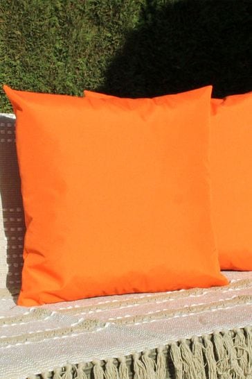 furn. Orange Plain Twin Pack Water UV Resistant Outdoor Cushions