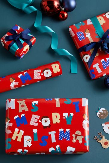 Red Merry Christmas 25 Metre Wrapping Paper