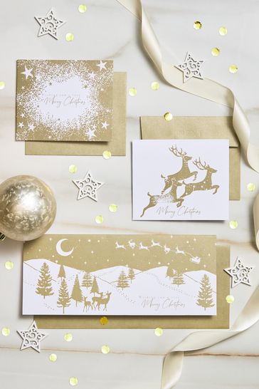 20 Pack Gold Stags Christmas Cards