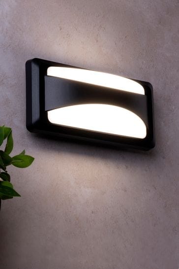 BHS Black Poole LED Rectangular Wall Outdoor Light