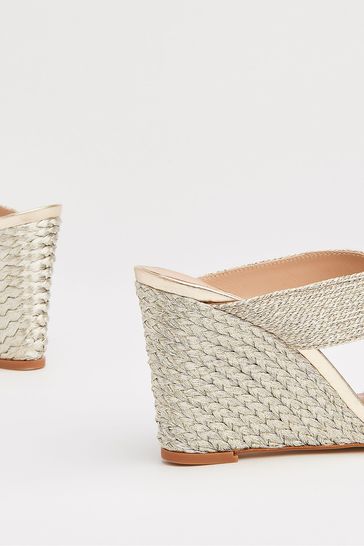 LK Bennett Gold Metalic Sonia Rope Mule Wedges