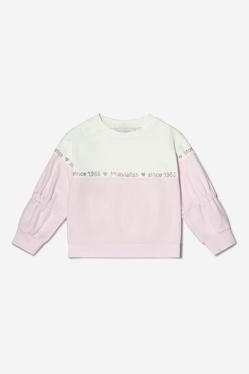 Girls Cotton Branded Sweatshirt in Pink
