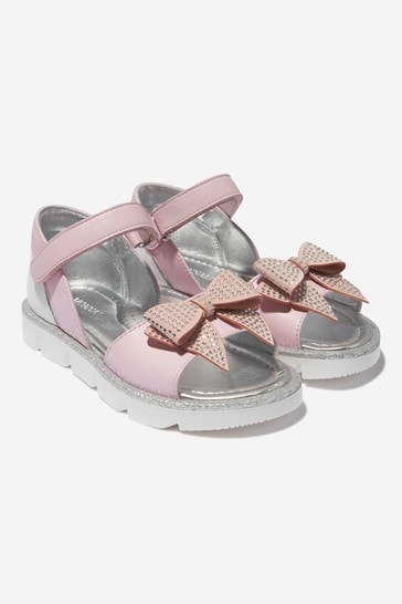 Girls Glitter Bow Sandals in Pink