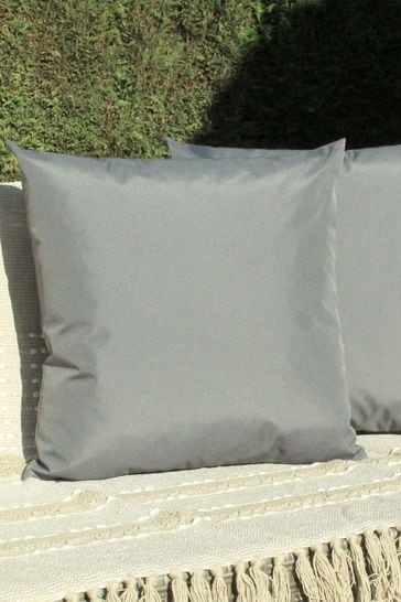 furn. Grey Plain Twin Pack Water UV Resistant Outdoor Cushions