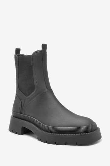 Buy Black Rochelle Forever Comfort Rubberised Chunky Chelsea Boots from Next Luxembourg