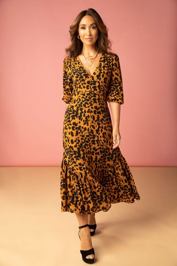 Myleene Klass Button Through Printed Midi Dress