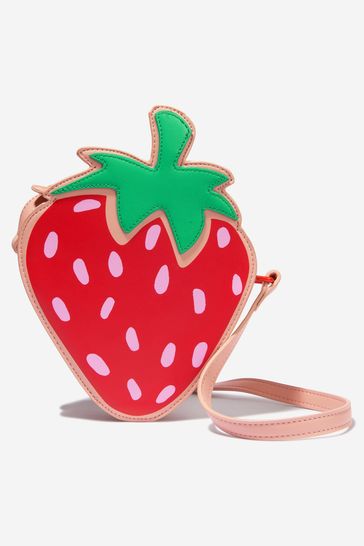 Girls Faux Leather Strawberry Shoulder Bag in Pink