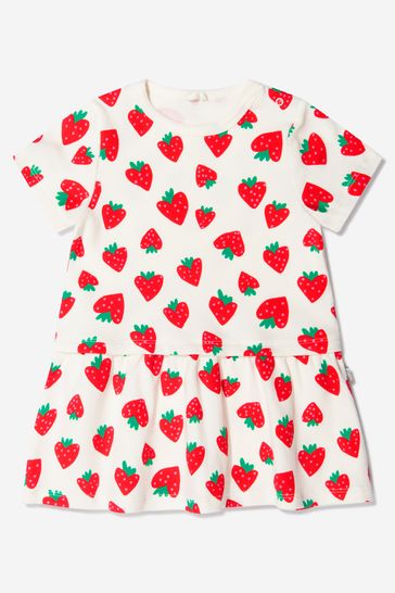 Baby Girls Cotton Jersey Strawberry Print Dress