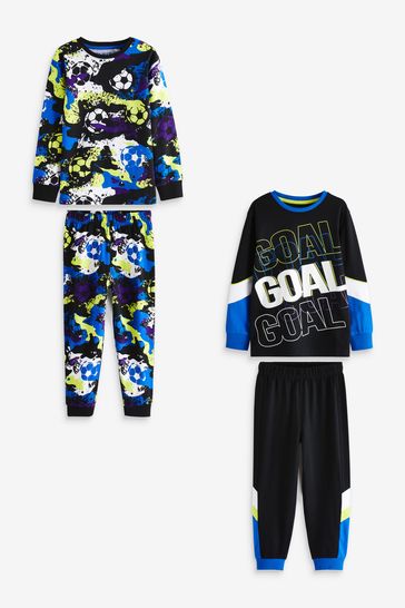 Yellow/Blue/Black Football 2 Pack Pyjamas (3-16yrs)