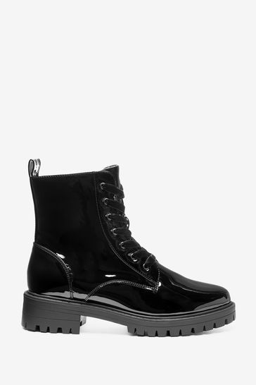 Buy Black Forever Comfort Patent Lace Up Boots from Next Germany