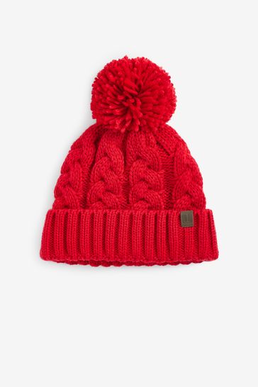 Red Knitted Pom Hat (1-16yrs)