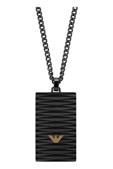 Buy Emporio Armani Mens Black Textured Dog Tag from Next Luxembourg