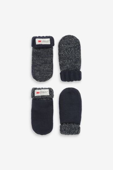 Navy Blue 2 Pack Thinsulate™ Mittens (3mths-6yrs)