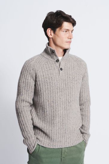 Buy Aubin Farnham Fisherman Rib Button Neck Jumper from Next USA