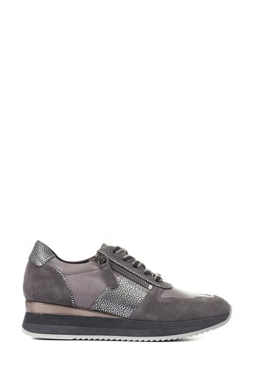 Regarde Le Ciel Grey Ray Patterned Leather Trainers