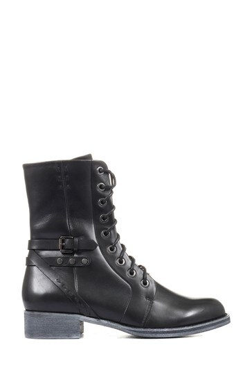 Regarde Le Ciel Tyra Black Leather Lace Up Boots